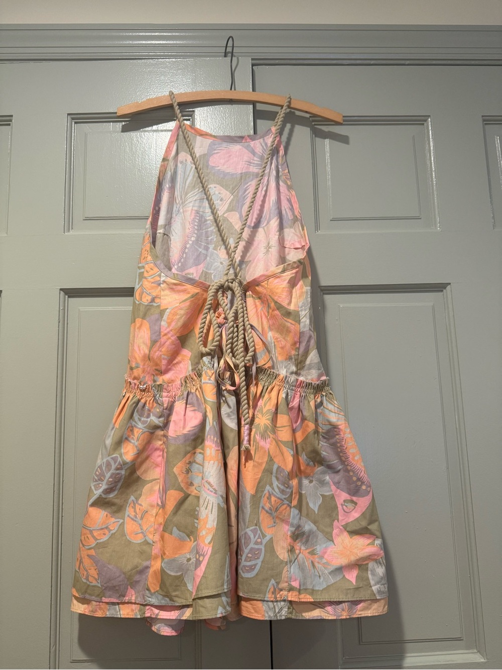 Free People Floral Backless Sundress in Pink and Tan - Picture 2 of 3